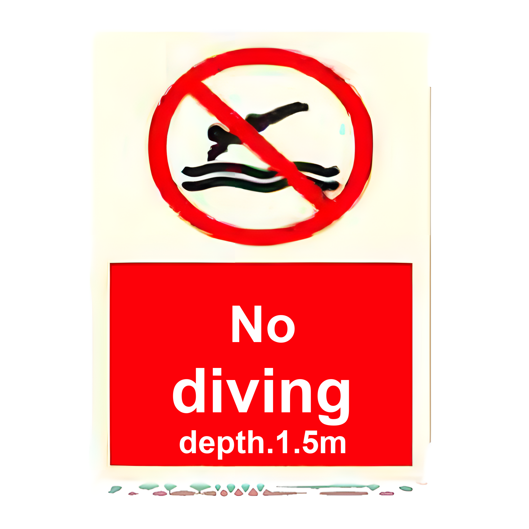 AS16 — No diving - depth 1.5 m | Aqua Safety Sign | Seasonlite