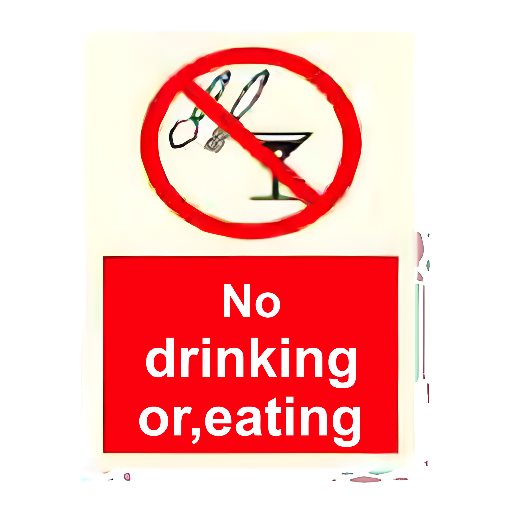 AS17 — No drinking or eating | Aqua Safety Sign | Seasonlite