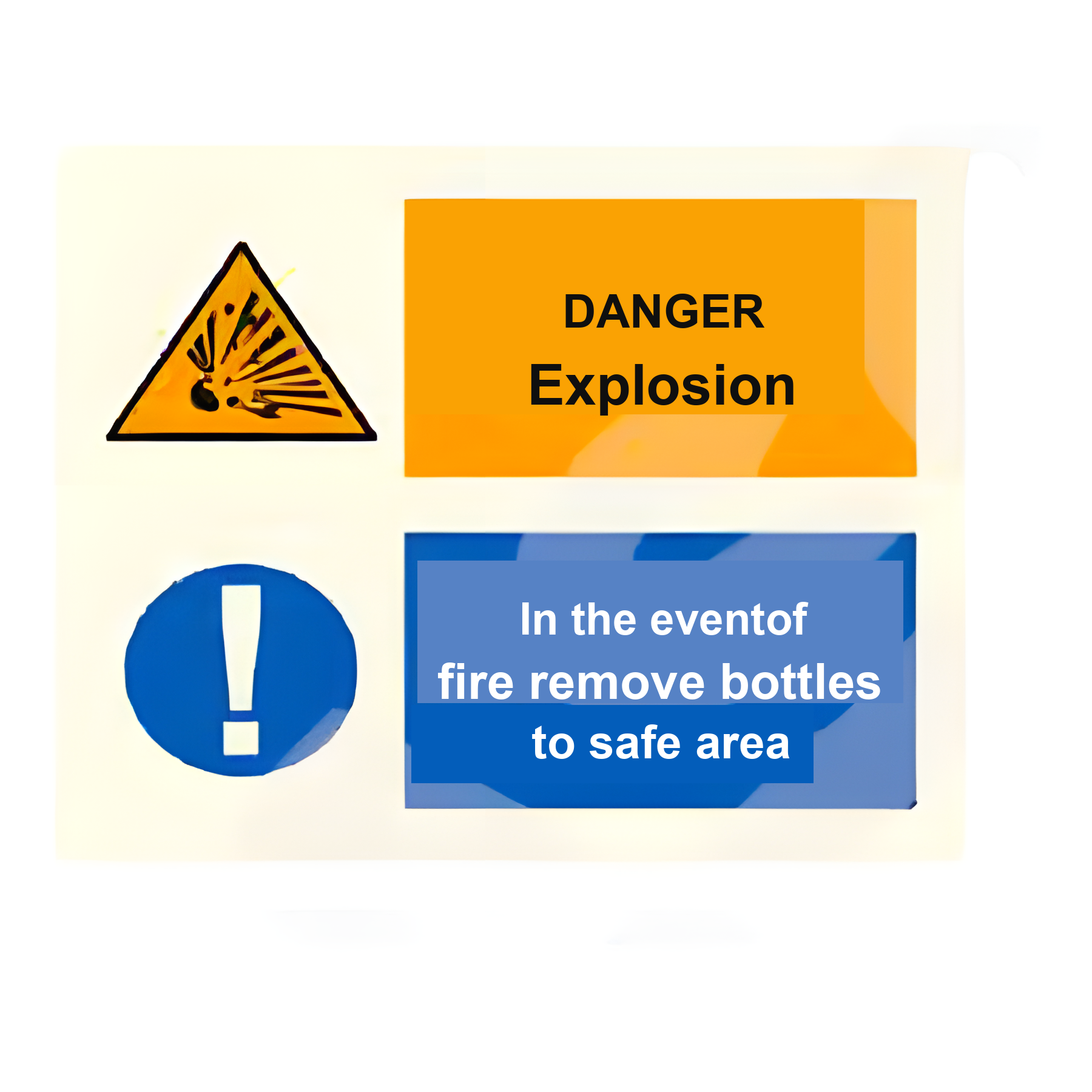 C10 — Danger explosion - in the event of fire remove bottles to safe area | Combination Sign | Seasonlite