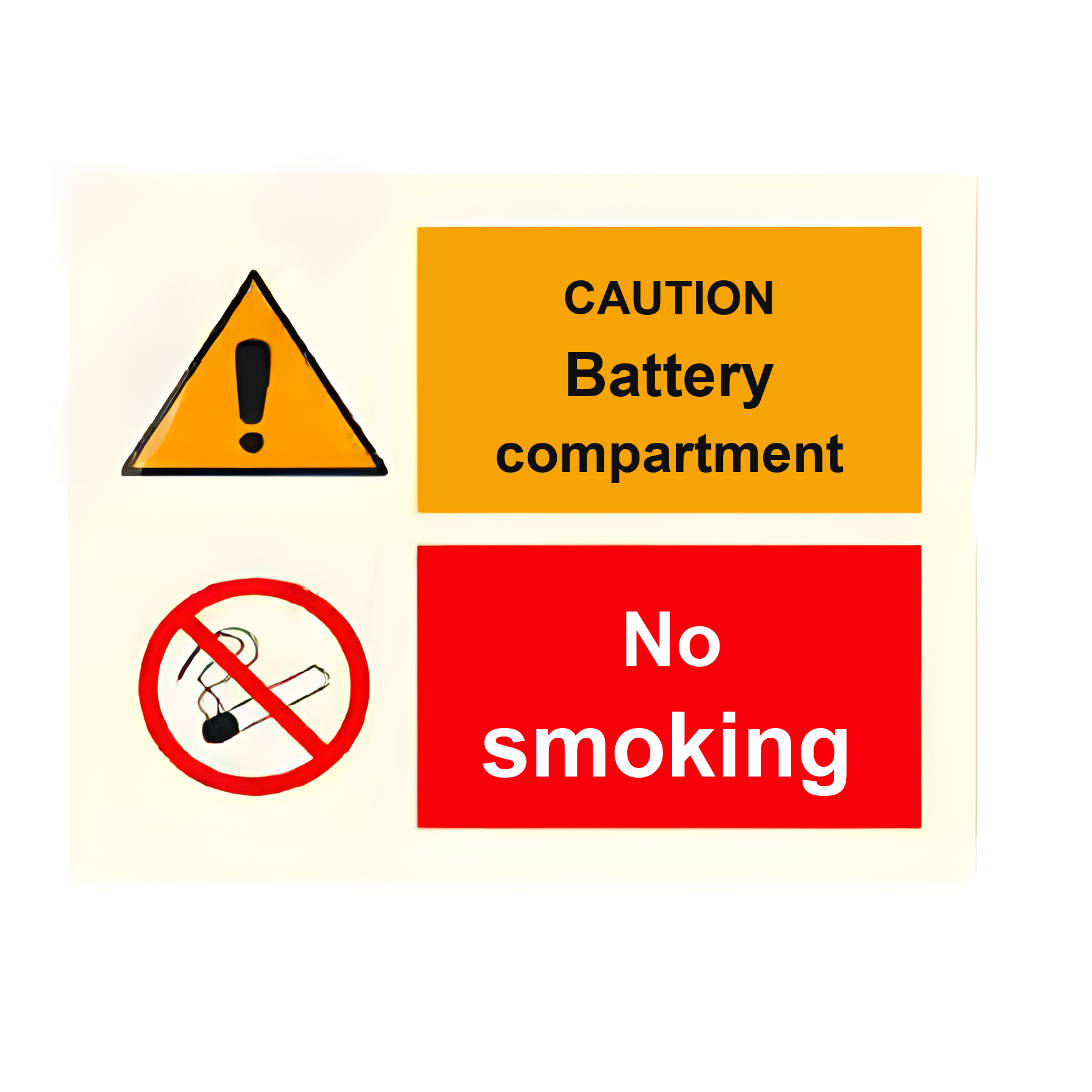C11 — Caution battery compartment - no smoking | Combination Sign | Seasonlite