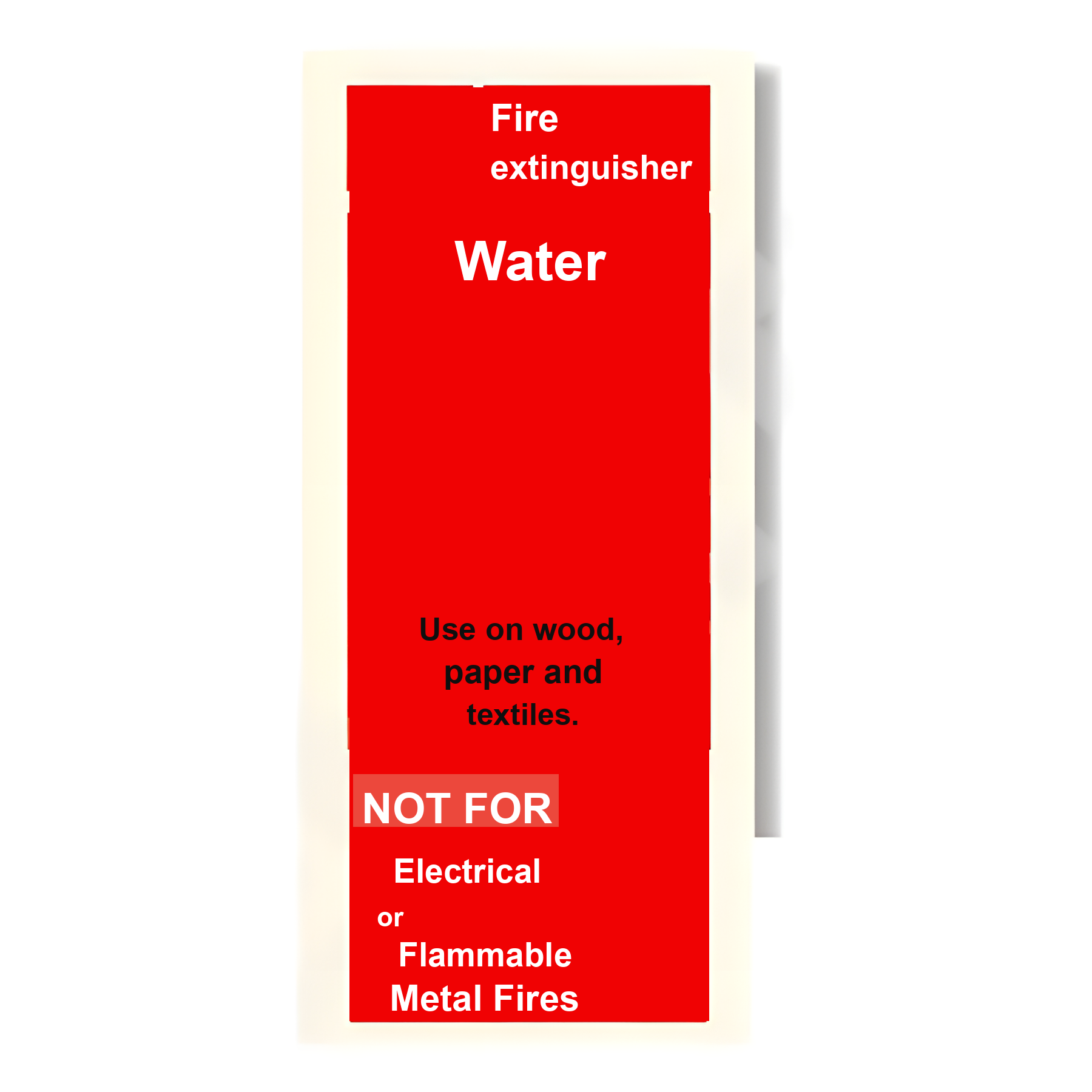 C23 — Water extinguisher - use on wood, paper & textiles | Combination Sign | Seasonlite