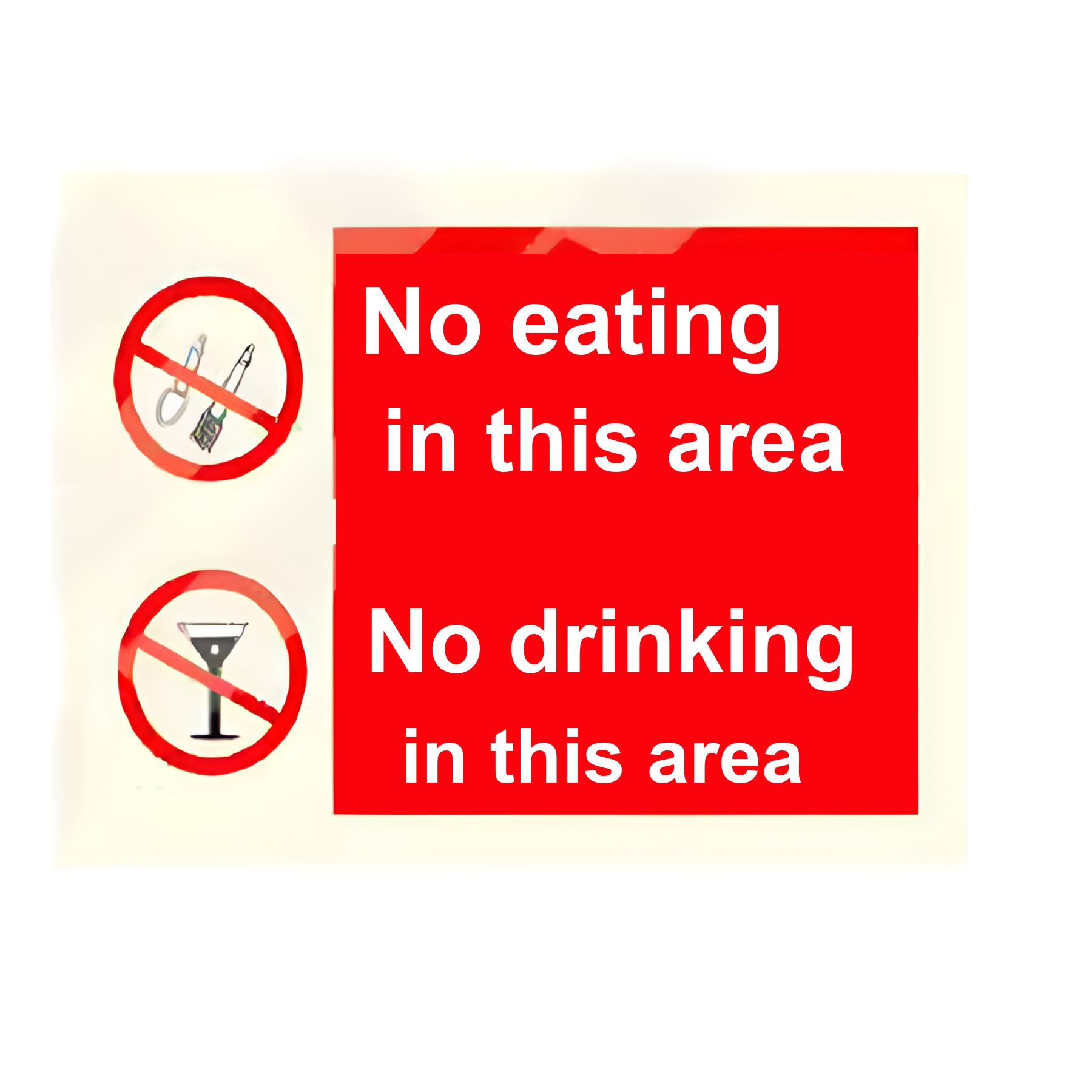 C26 — No eating or drinking in this area | Combination Sign | Seasonlite