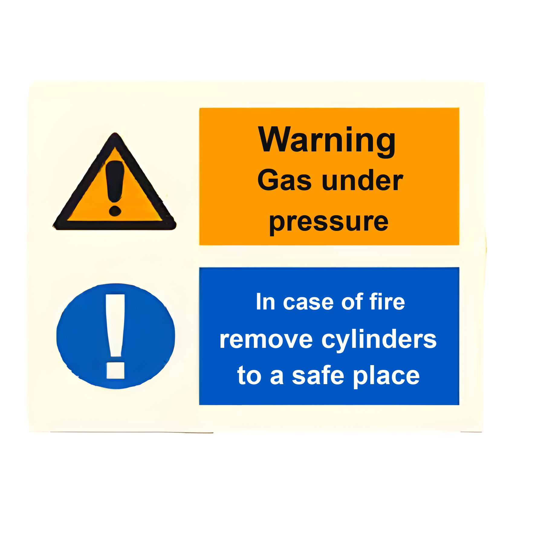 C30 — Warning gas under pressure - remove cylinders to safe place in case of fire | Combination Sign | Seasonlite