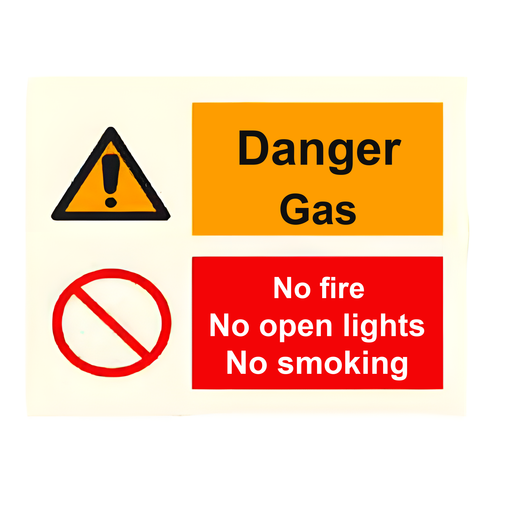 C34 — Danger gas - no fire, no open lights, no smoking | Combination Sign | Seasonlite