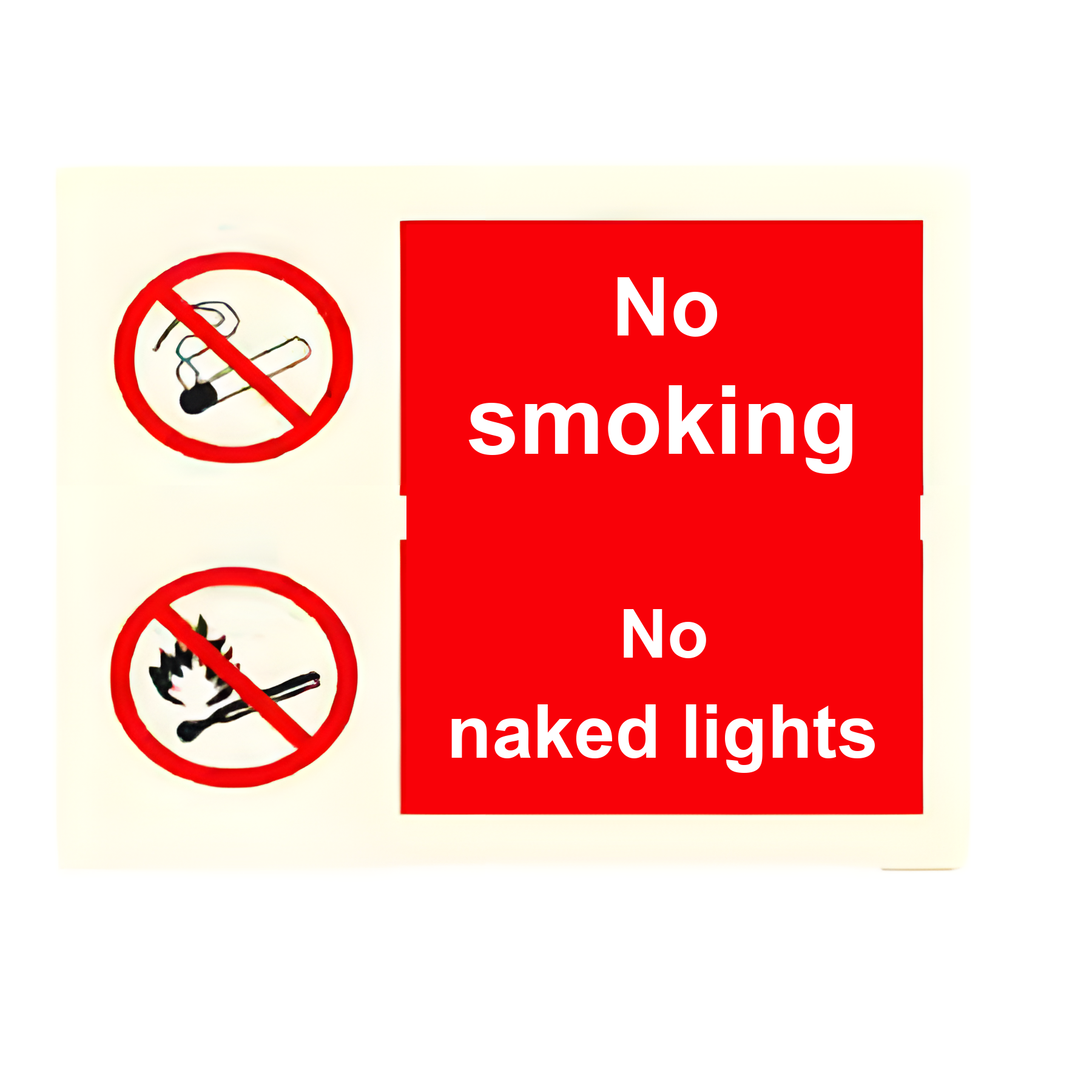C35 — No smoking, no naked lights | Combination Sign | Seasonlite