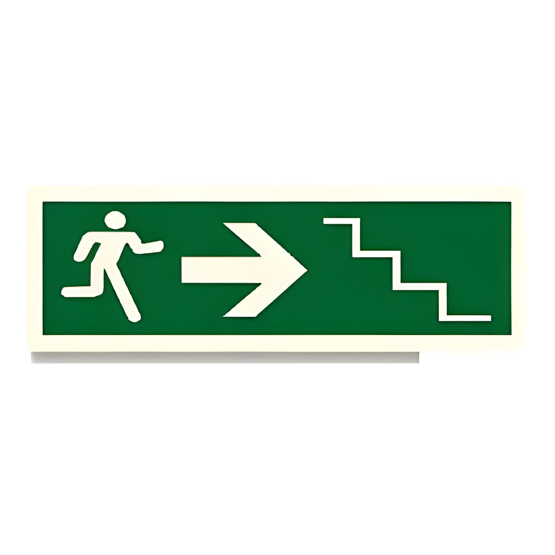 D12 — Running man right + arrow down stairs | Direction Sign | Seasonlite
