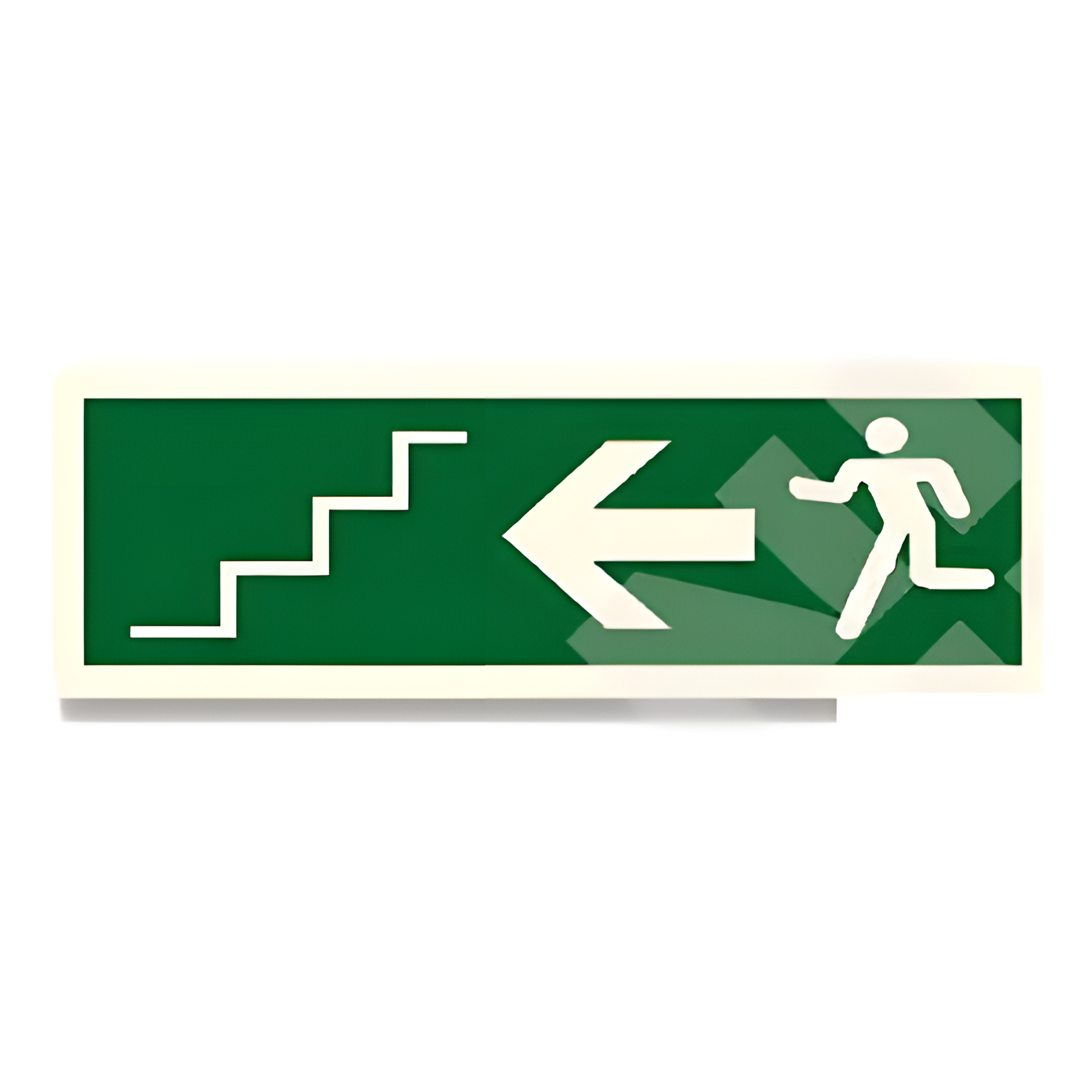 D13 — Running man left + arrow down stairs | Direction Sign | Seasonlite