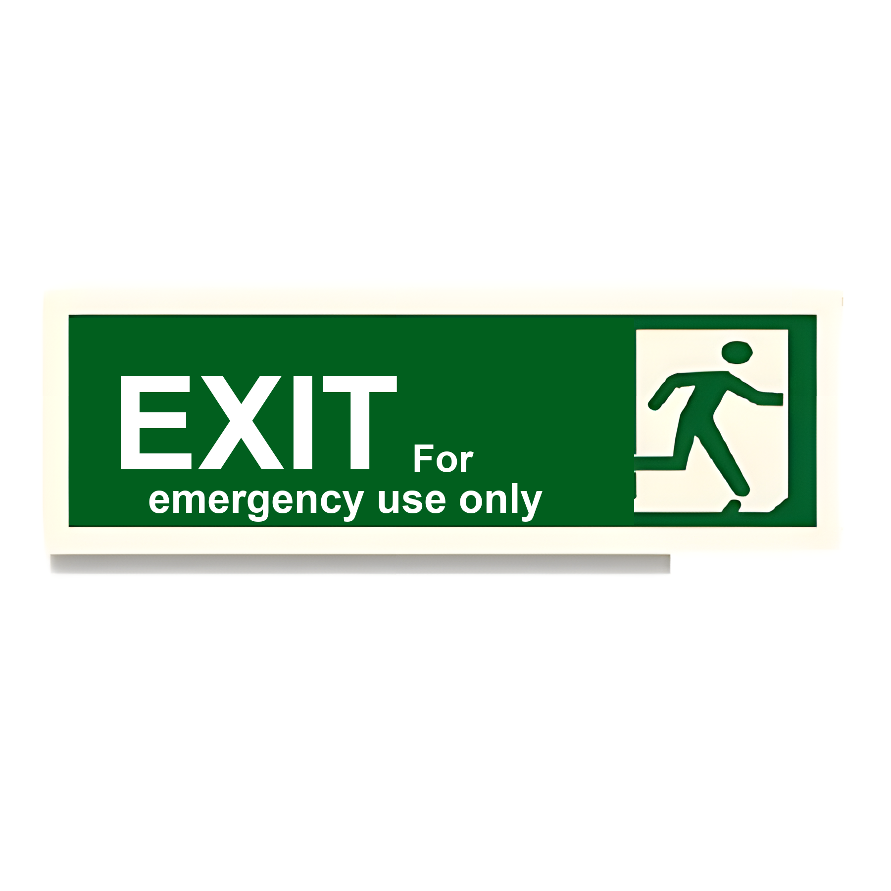 D20 — Exit for emergency use only (arrow right) | Direction Sign | Seasonlite