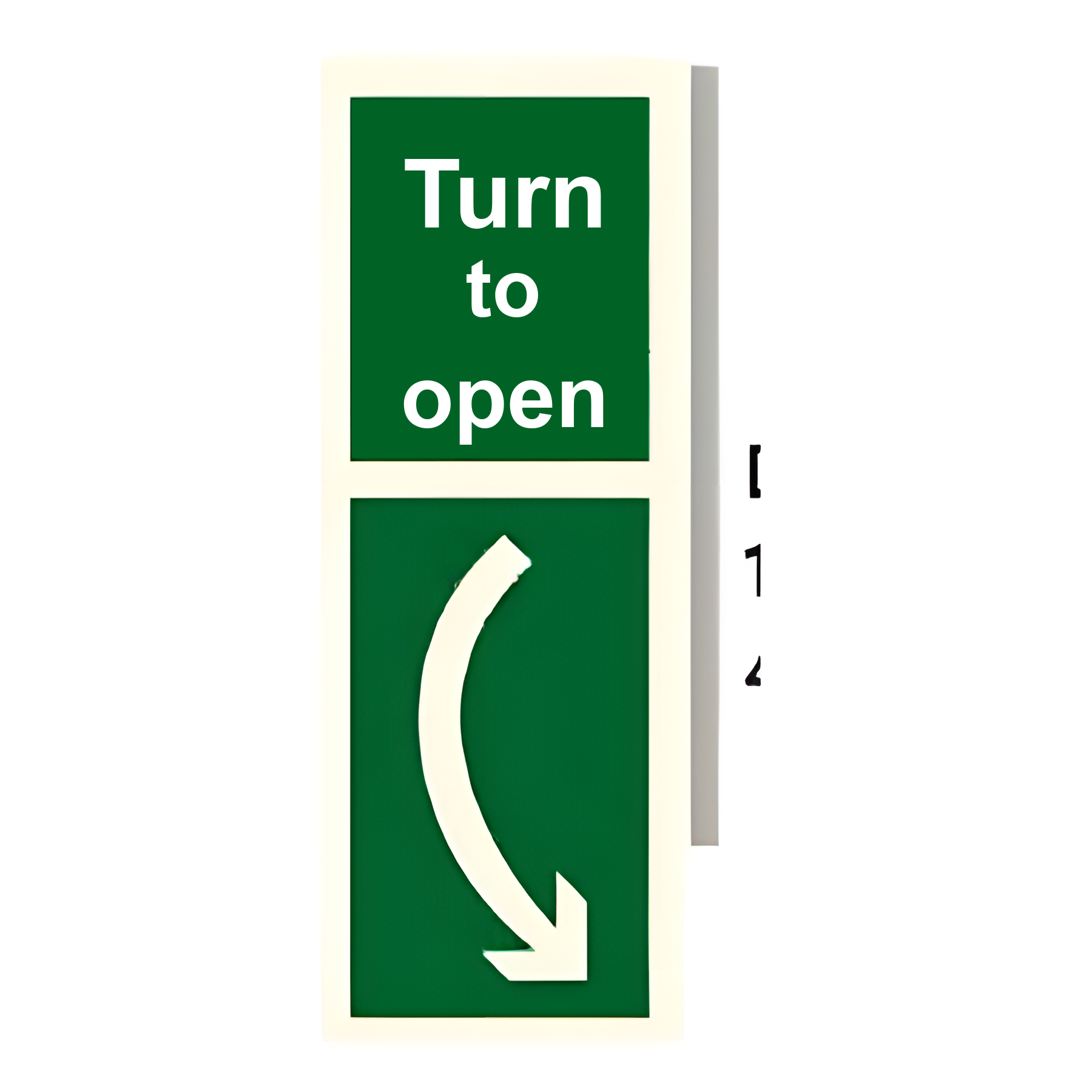 D27 — Turn to open (mirrored) | Direction Sign | Seasonlite