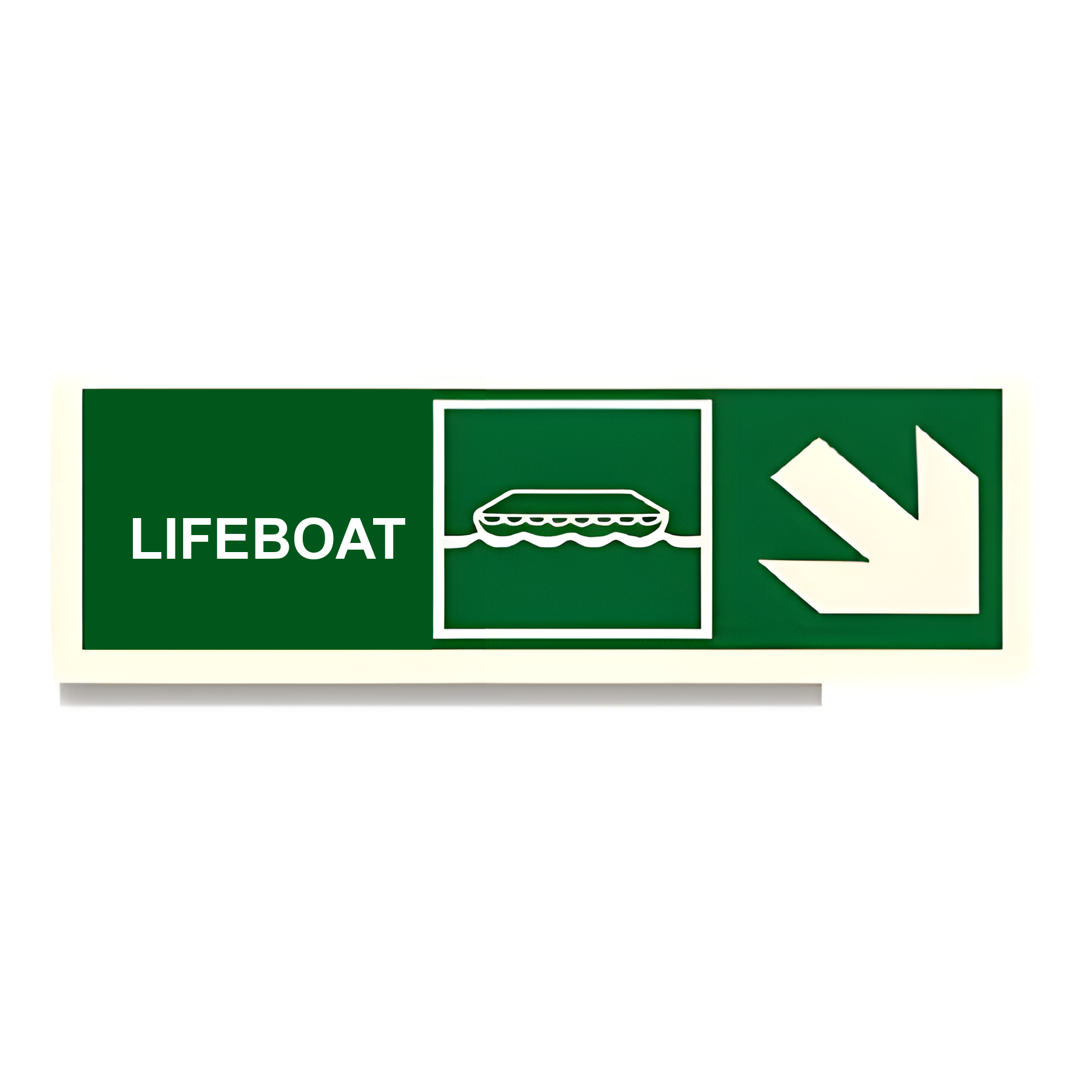 D53 — Lifeboat + arrow down-right | Direction Sign | Seasonlite