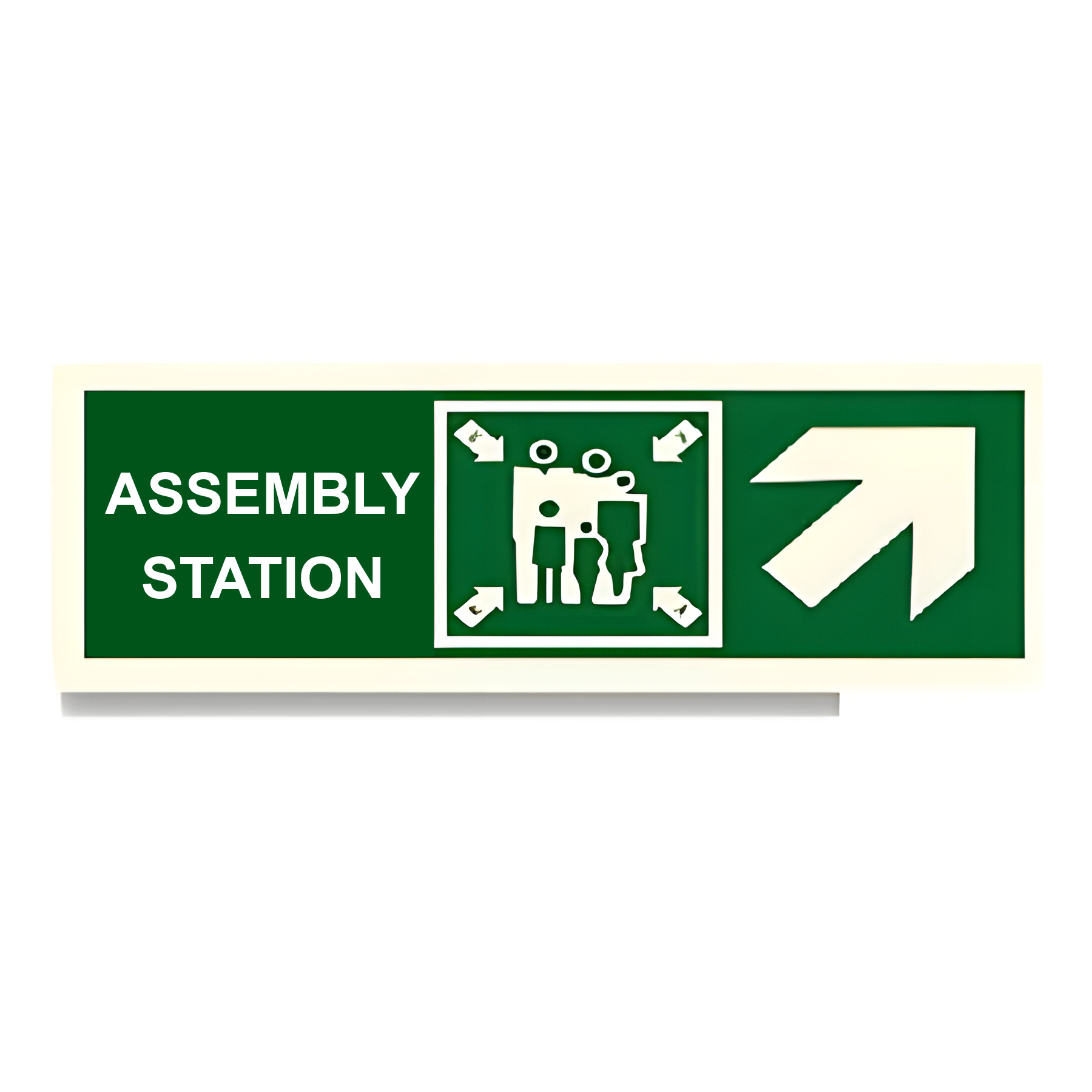D62 — Assembly Station + arrow up-right | Direction Sign | Seasonlite