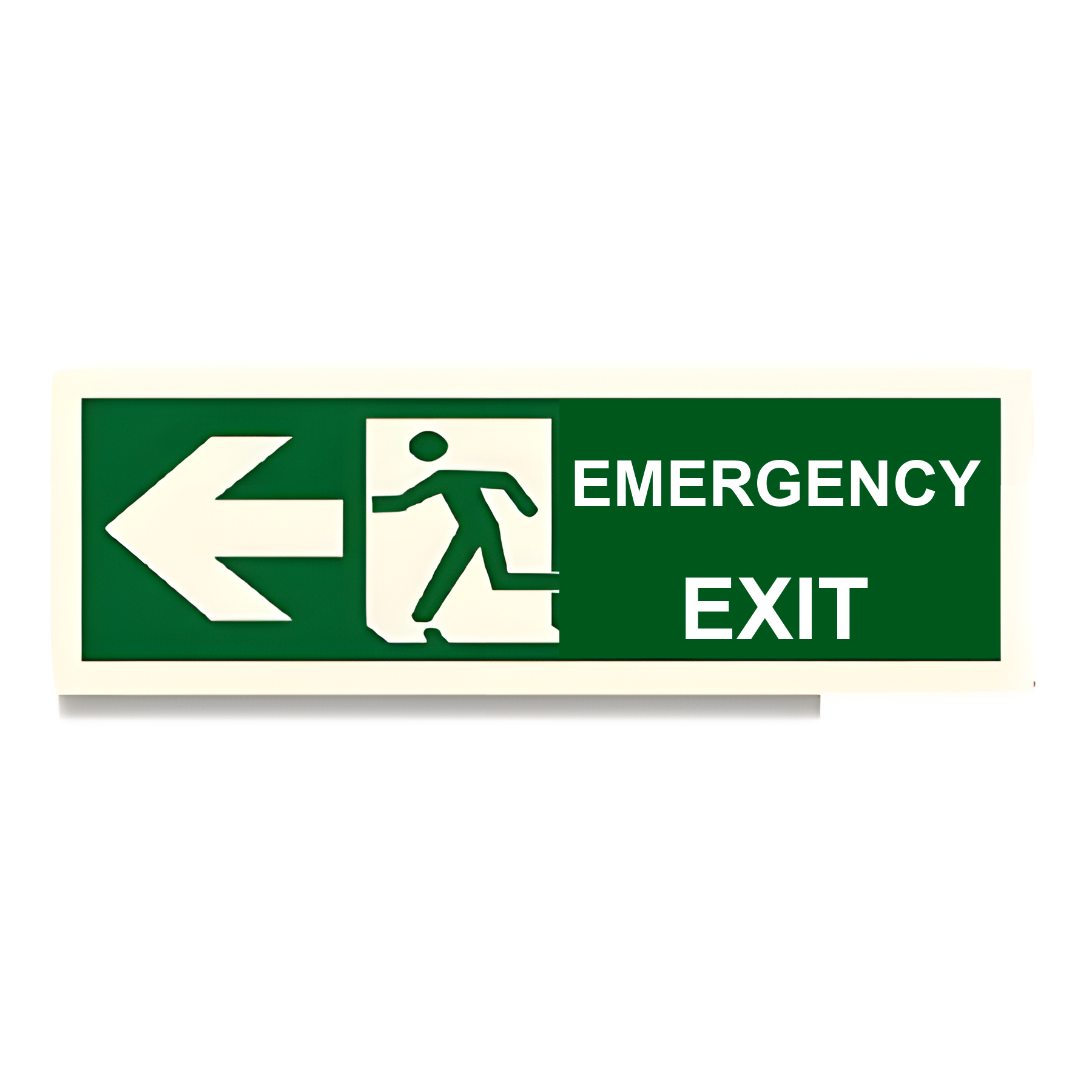 D77 — Emergency Exit + running man + arrow left | Direction Sign | Seasonlite