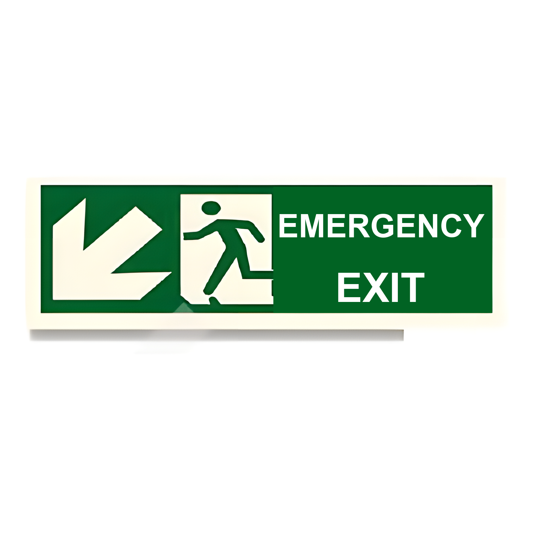 D83 — Emergency Exit + running man + arrow up-left | Direction Sign | Seasonlite