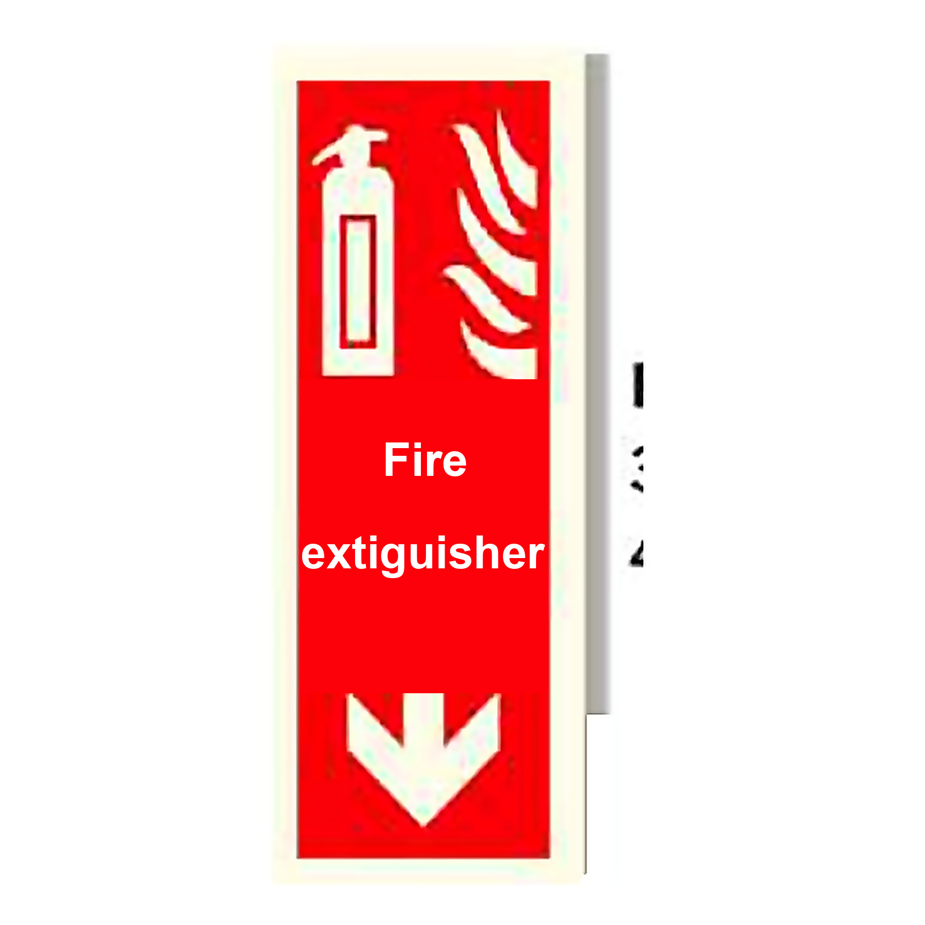 FE39 — Fire extinguisher + arrow down | Fire Equipment Sign | Seasonlite