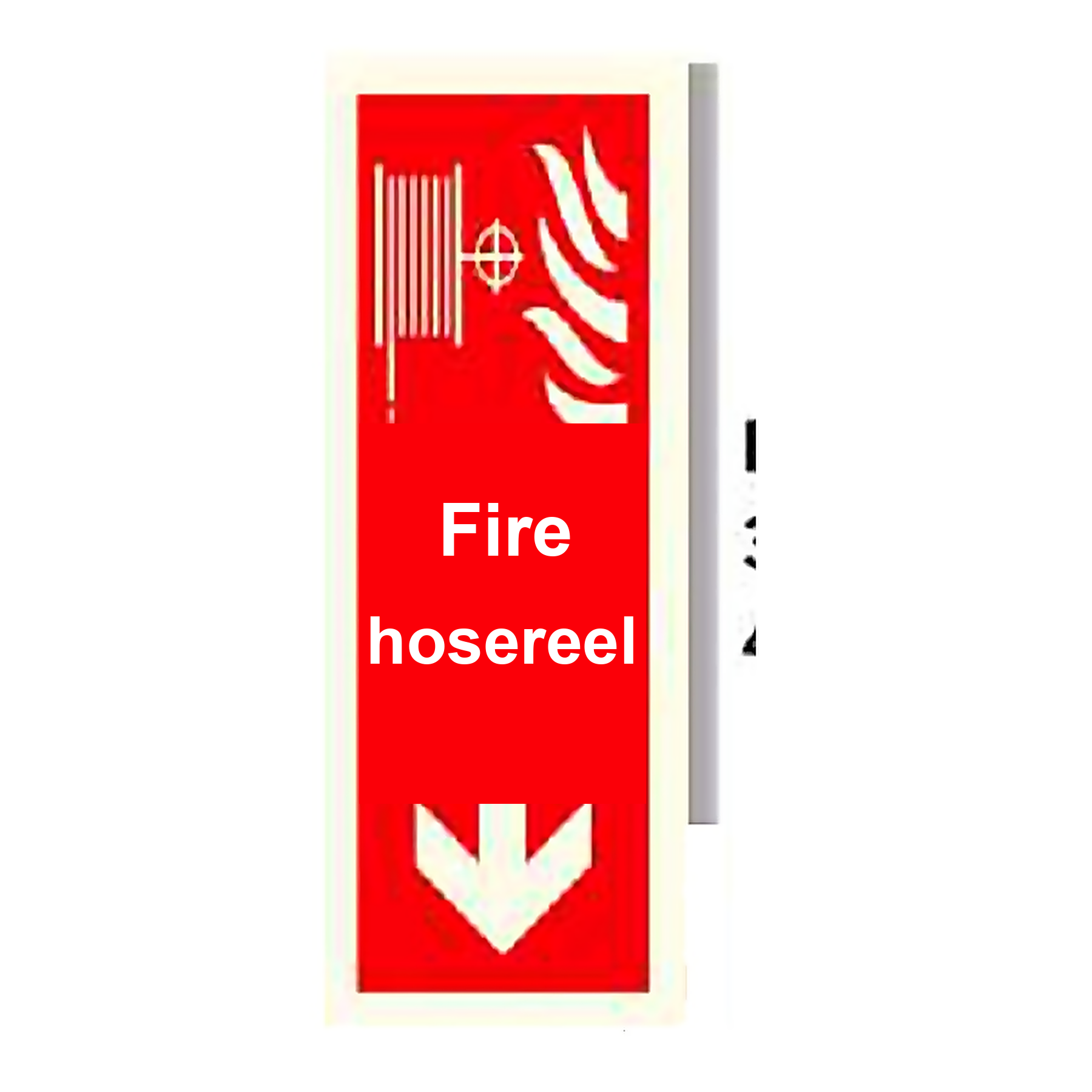FE40 — Fire hose reel + arrow down | Fire Equipment Sign | Seasonlite