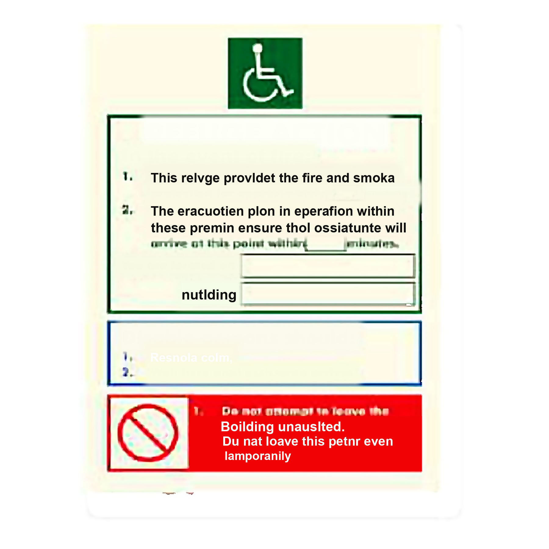 FE66 — Refuge Action notice (disabled persons) | Fire Equipment Sign | Seasonlite