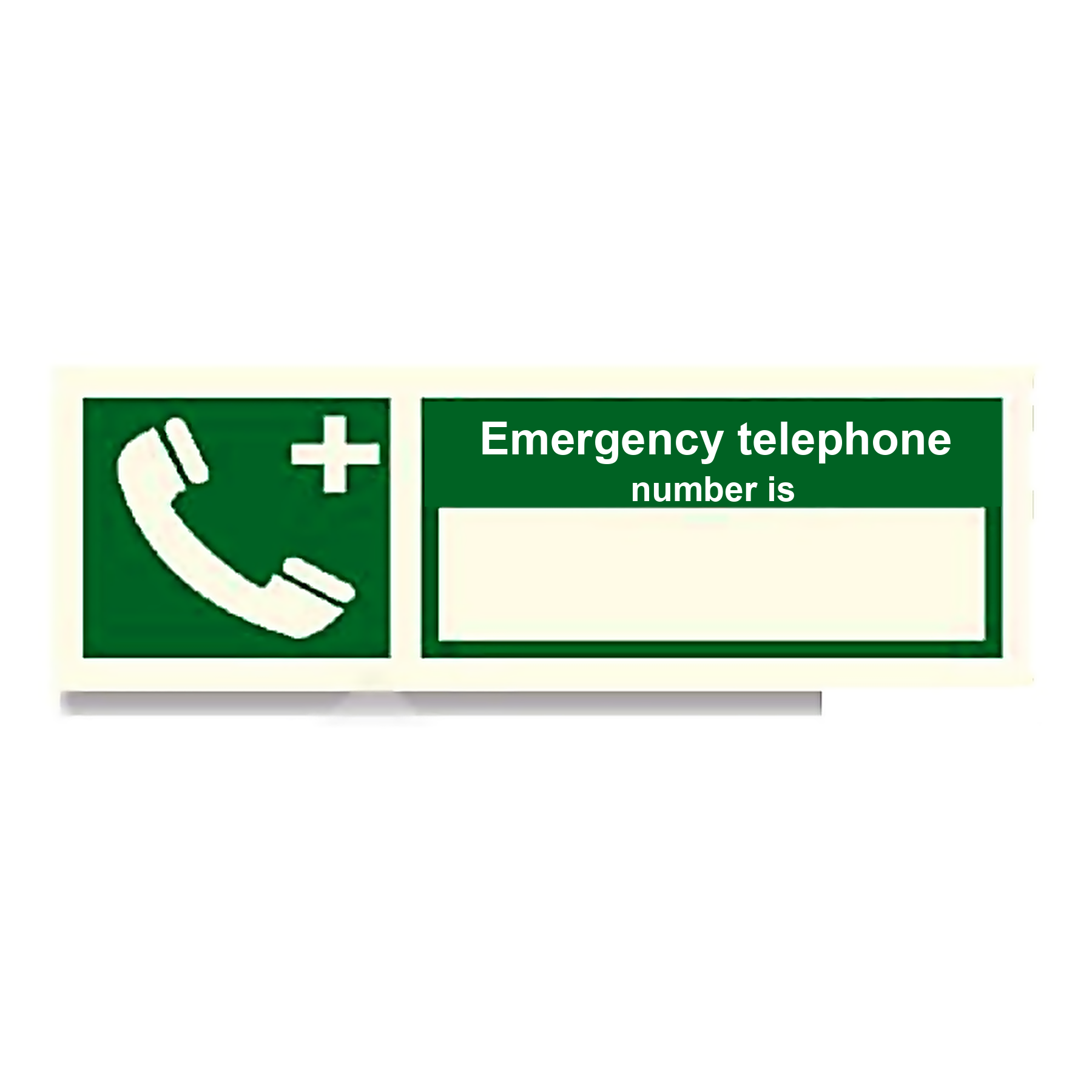 S73 — Emergency telephone number is | Safety Sign | Seasonlite