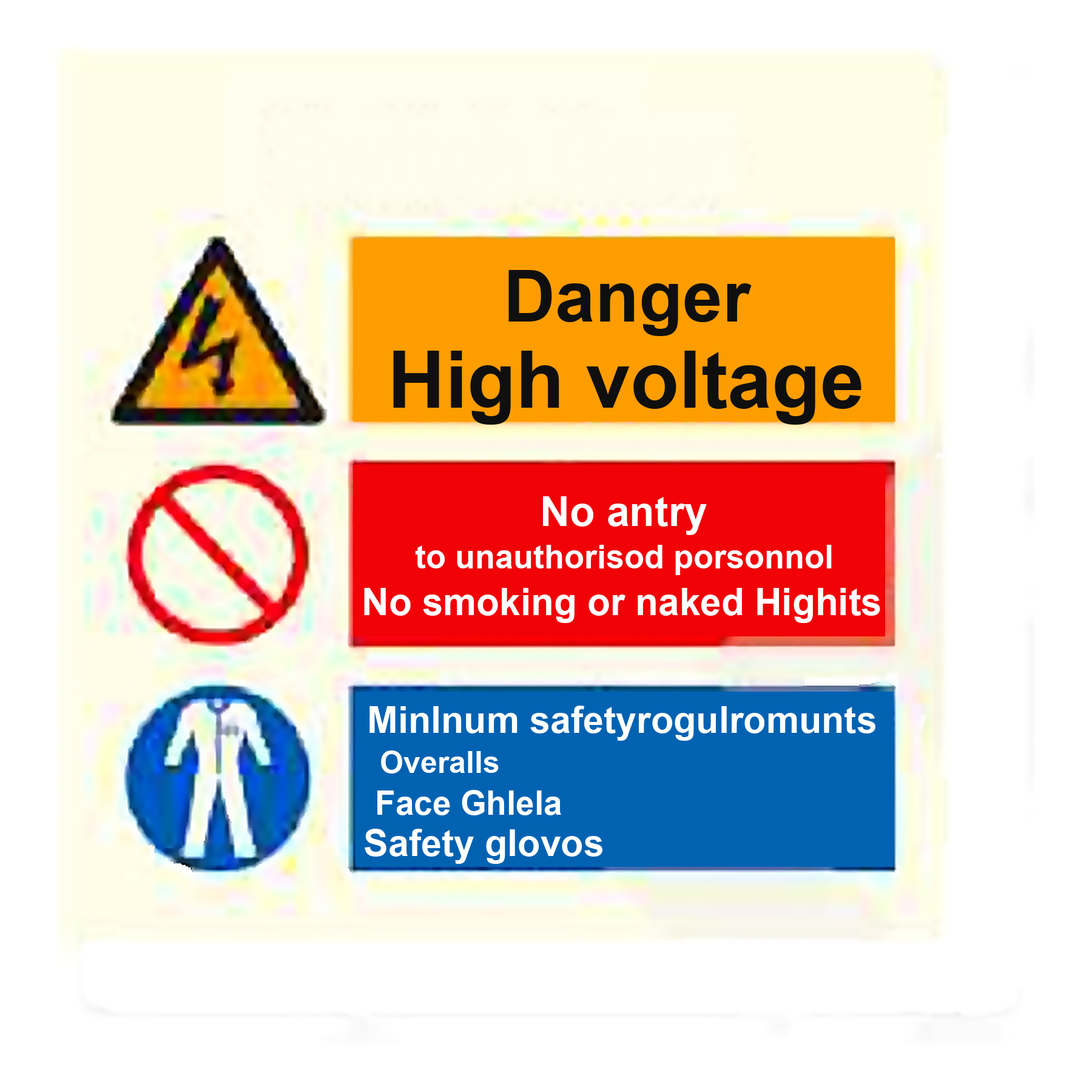 SI07 — Switch Gear - high voltage, no unauthorised personnel, PPE required | Space Identification Sign | Seasonlite