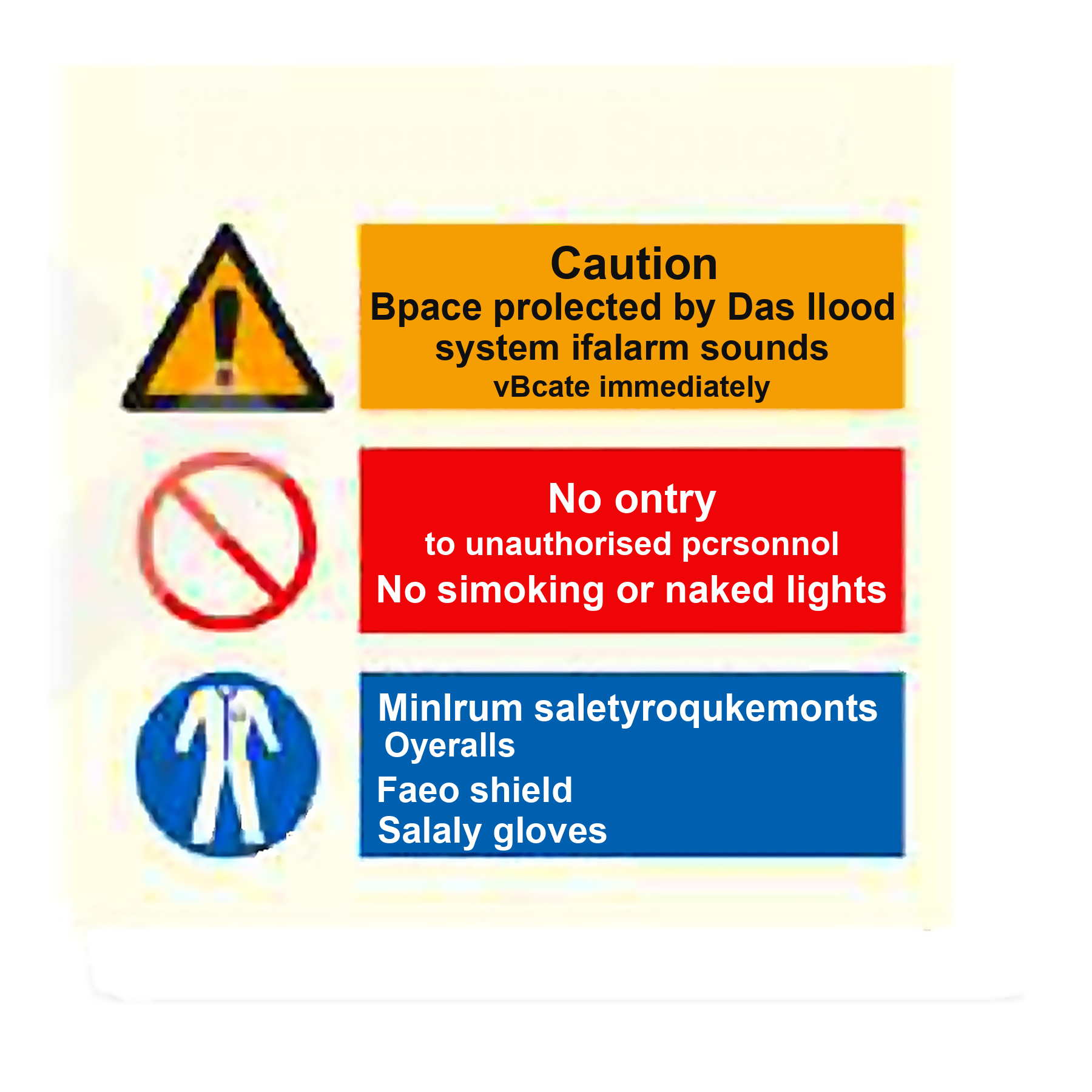 SI08 — Forecastle Space - gas flood system, no unauthorised personnel, PPE required | Space Identification Sign | Seasonlite