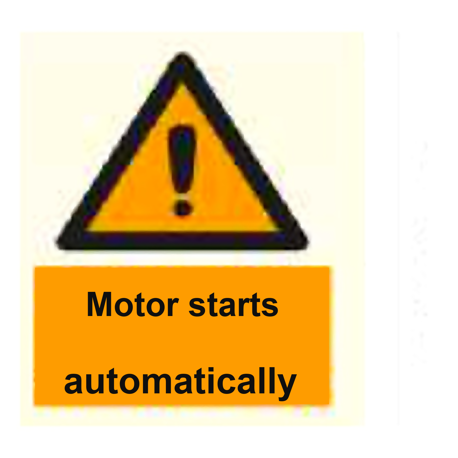 W33 — Motor starts and stops automatically | Warning Sign | Seasonlite